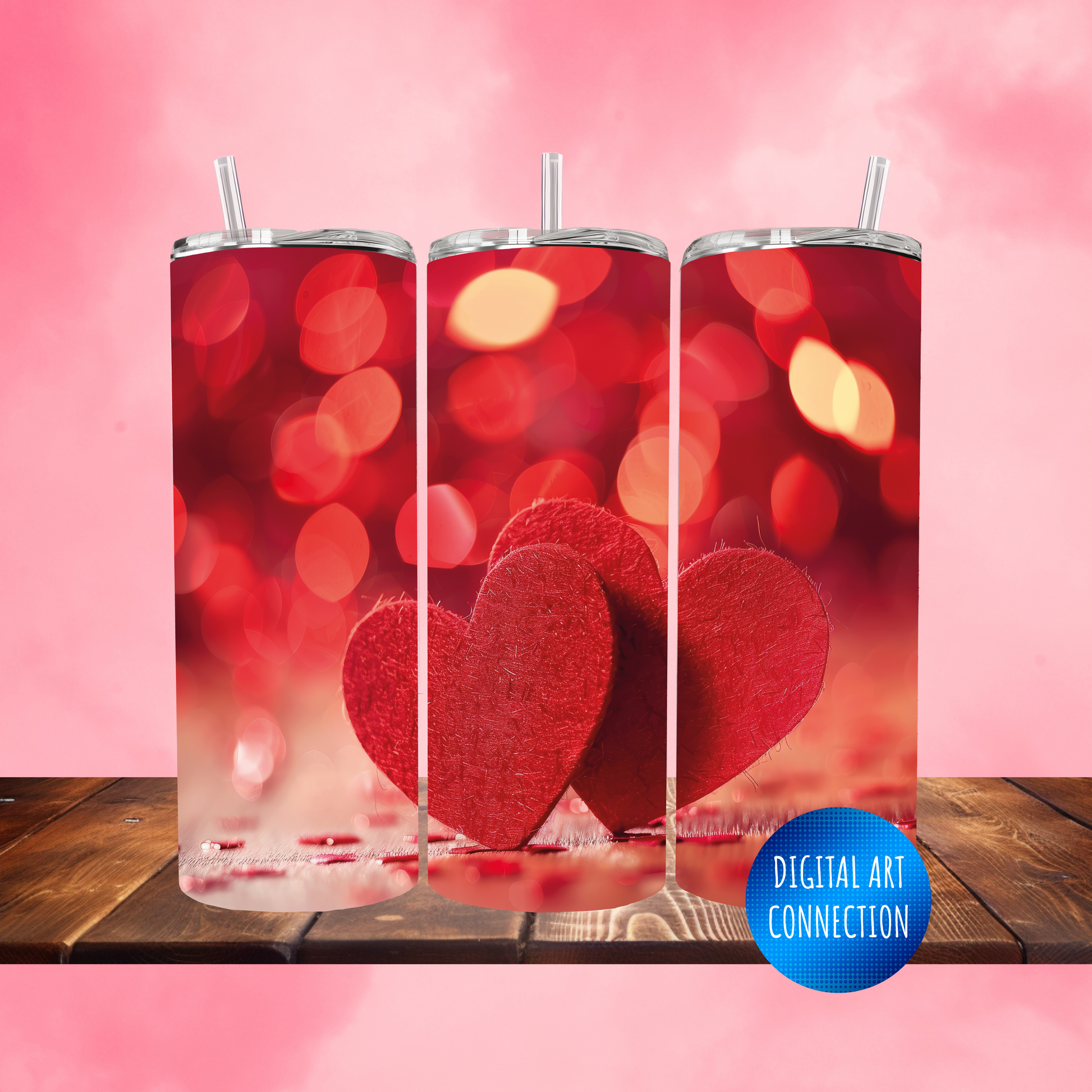 Red Hearts 20 Oz Skinny Tumbler Wrap