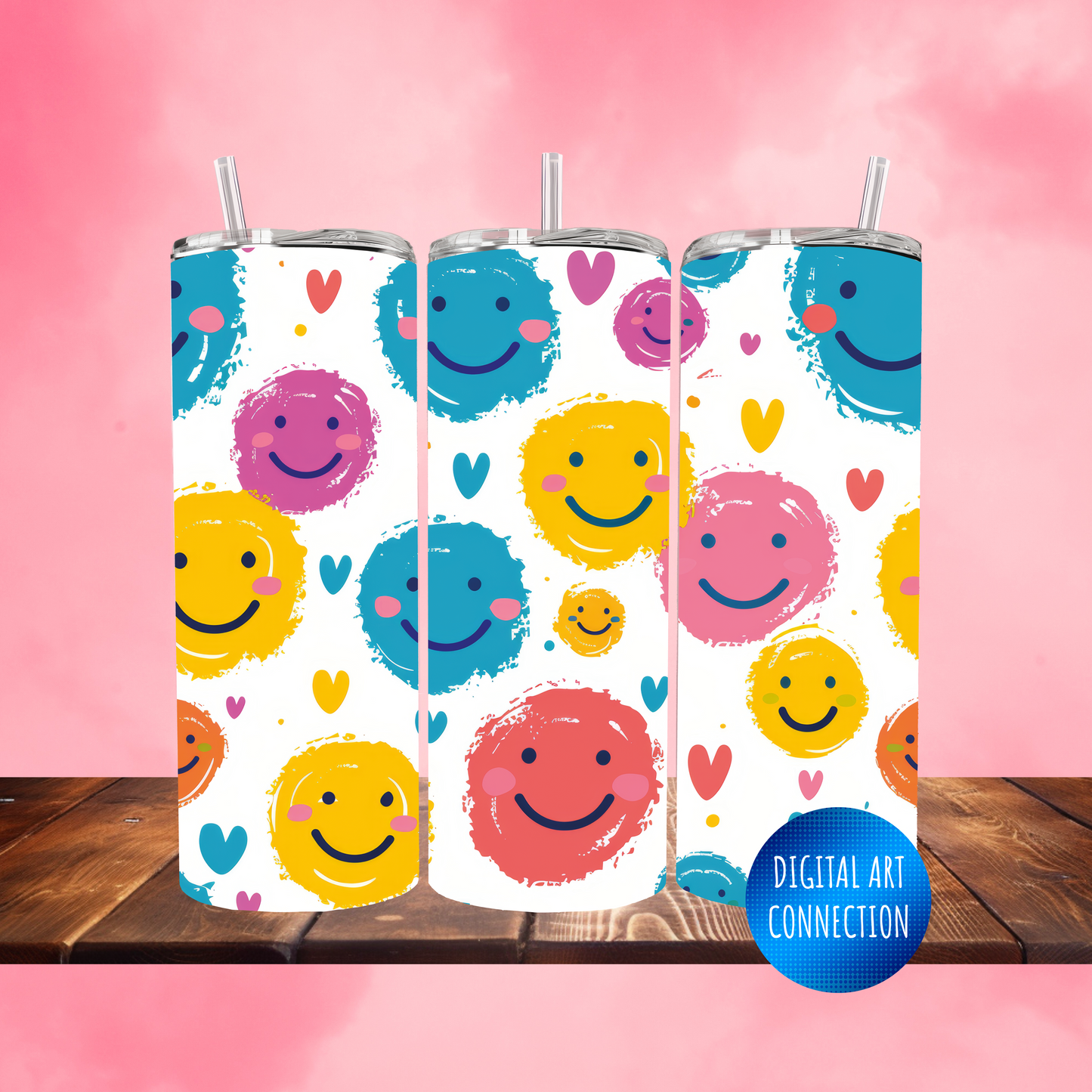 Smiley Faces 20 Oz Skinny Tumbler Wrap