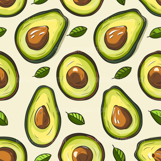 Avocado and Leaves Design Seamless Digital Paper