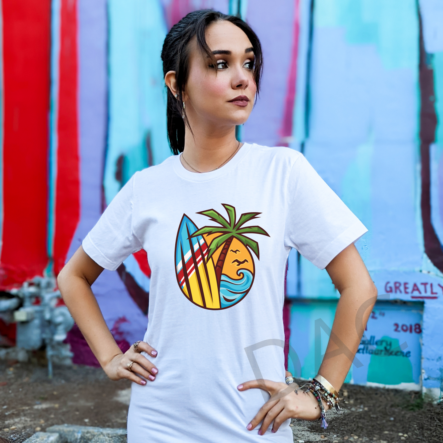 Bella Canvas 3001 White Unisex T-Shirt Female Model Mockup