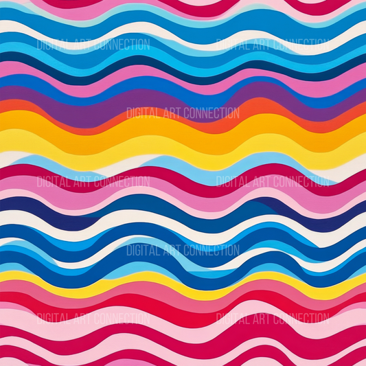 Colorful Horizontal Waves Design Seamless Digital Paper