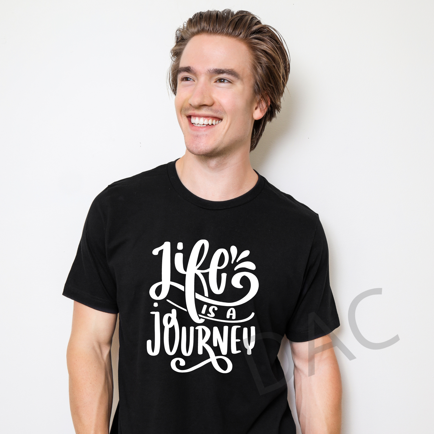 Bella Canvas 3001 Black Unisex T-Shirt Male Model Mockup