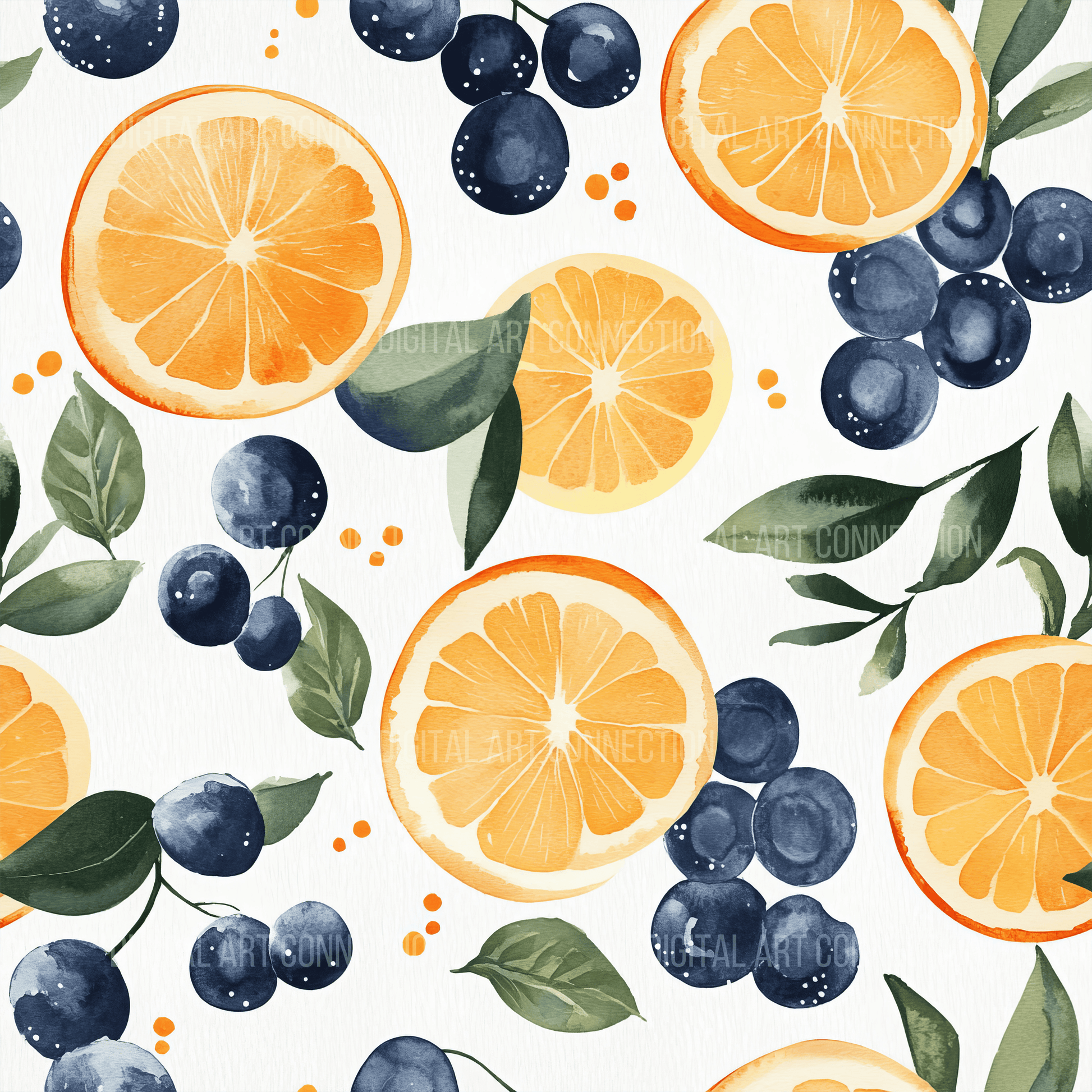 Lemons and Blueberries II Design Seamless Digital Paper