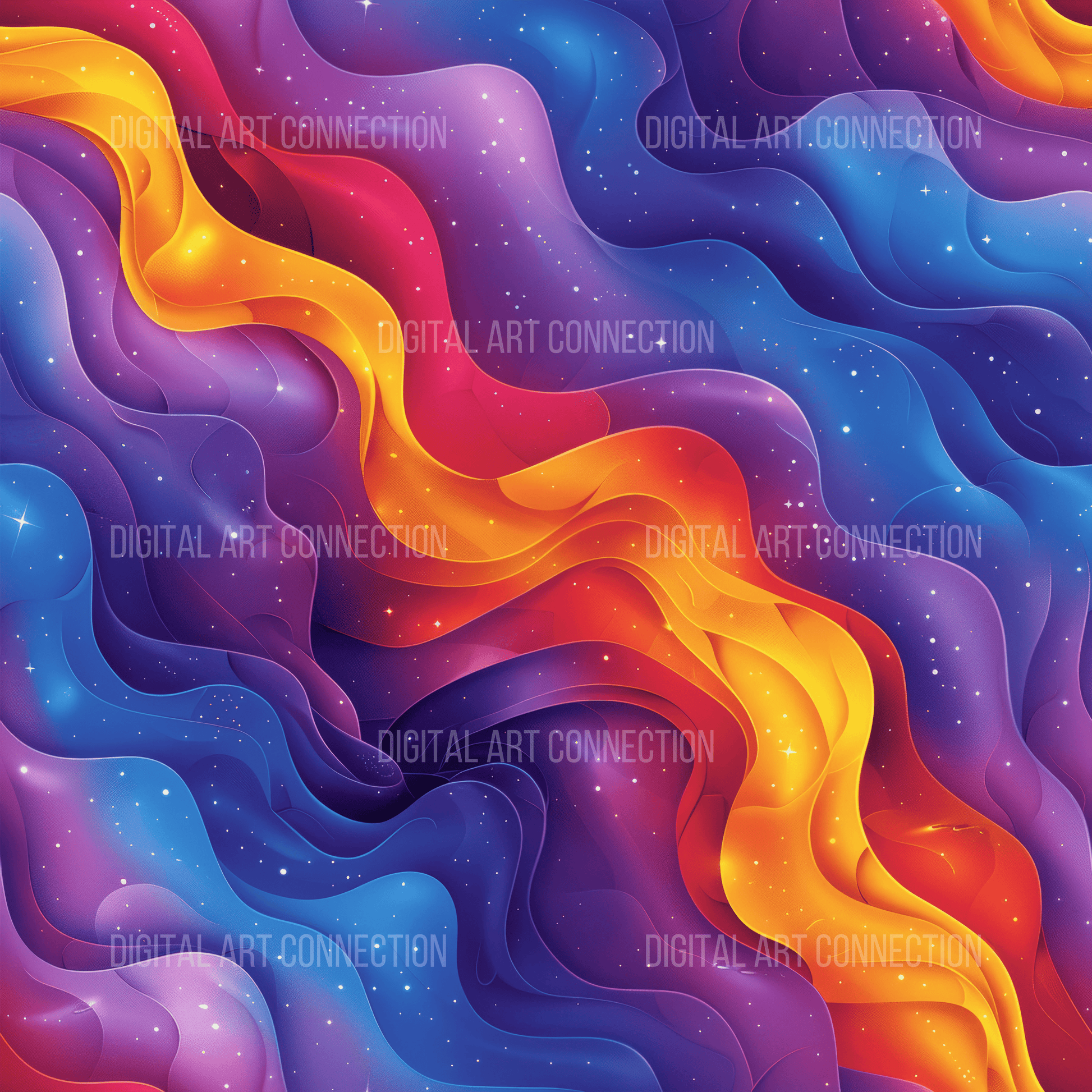 Colorful Waves Design Seamless Digital Paper