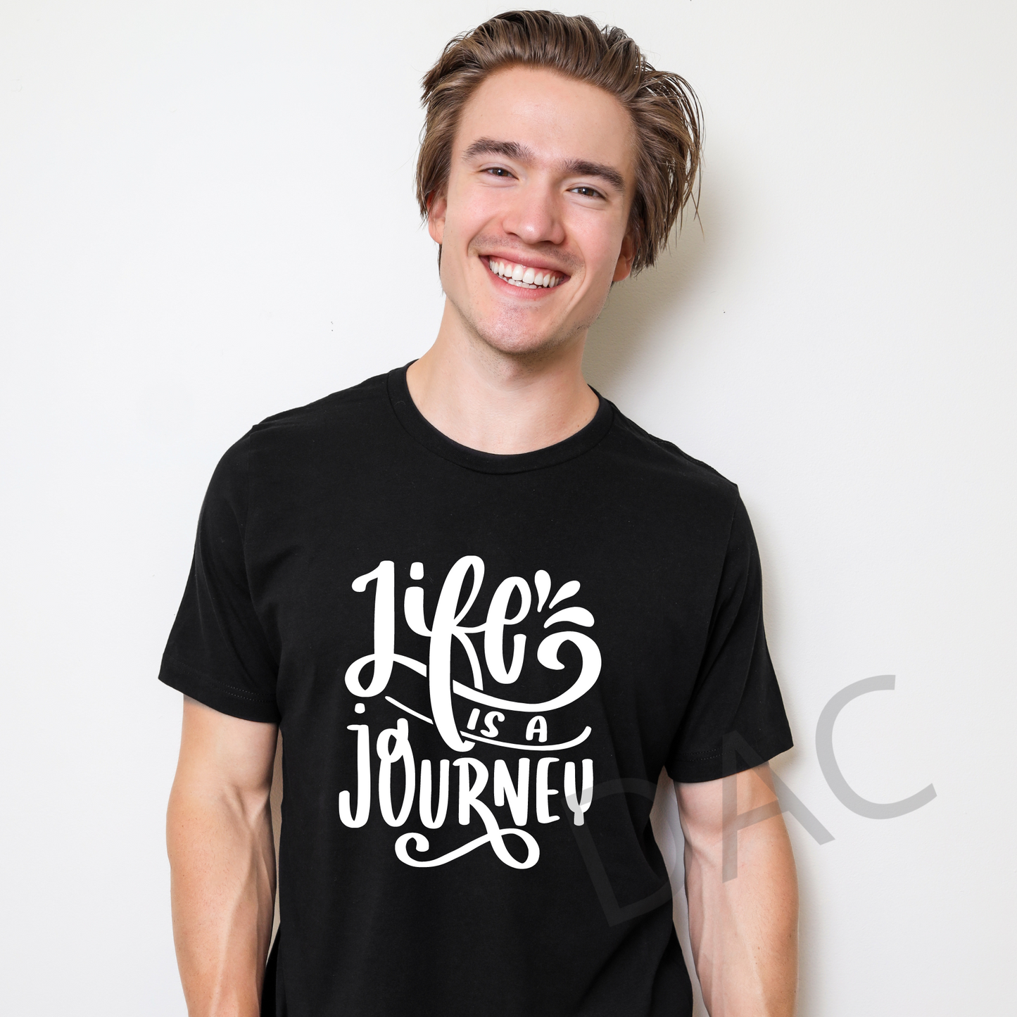 Bella Canvas 3001 Black Unisex T-Shirt Male Model Mockup