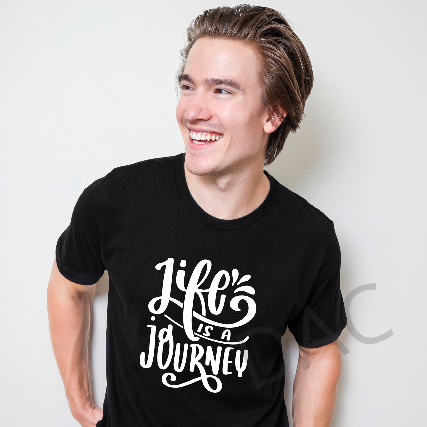 Bella Canvas 3001 Black Unisex T-Shirt Male Model Mockup