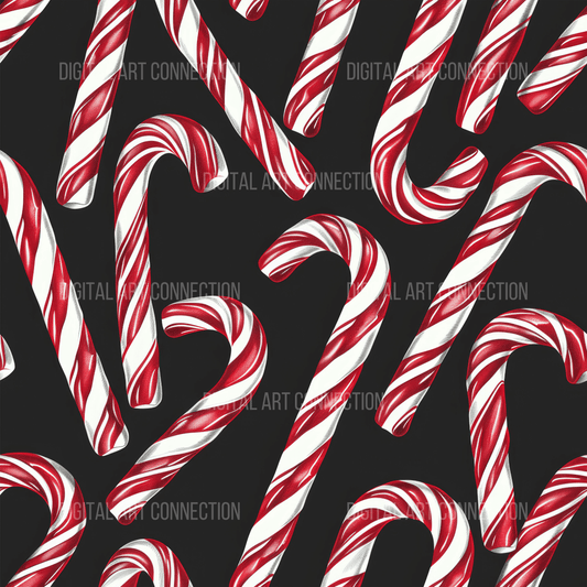 Candy Canes Design Seamless Digital Paper