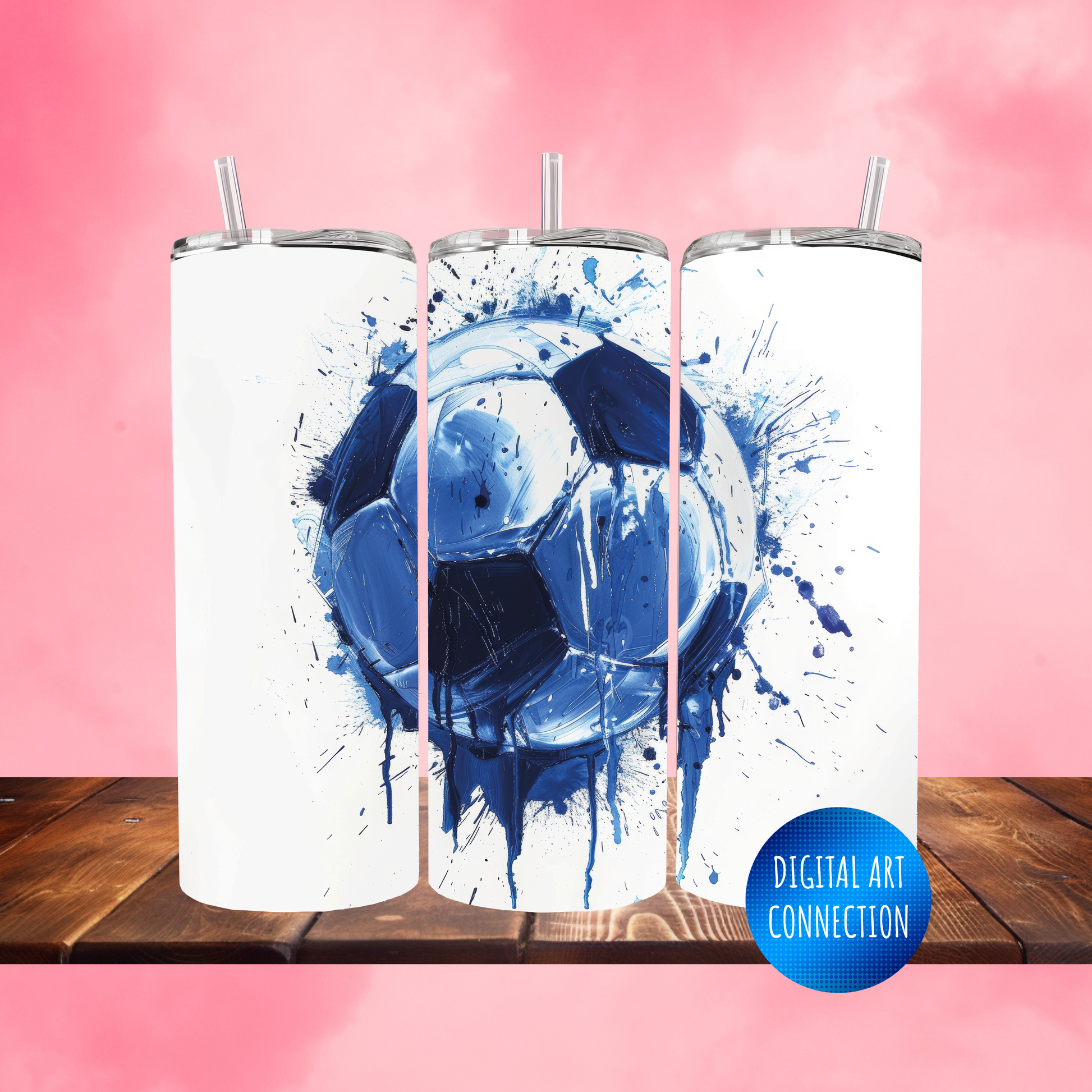 Blue Soccer 20 Oz Skinny Tumbler Wrap