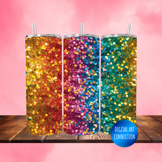 Rainbow Glitter II 20 Oz Skinny Tumbler Wrap