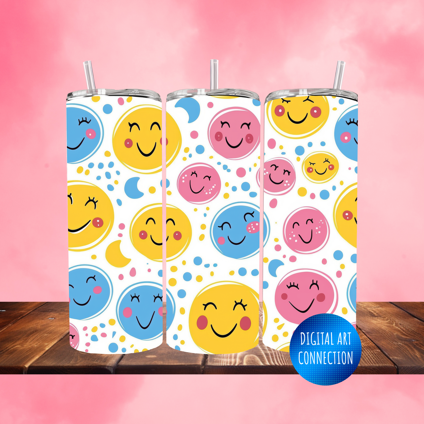 Smiley Faces II 20 Oz Skinny Tumbler Wrap