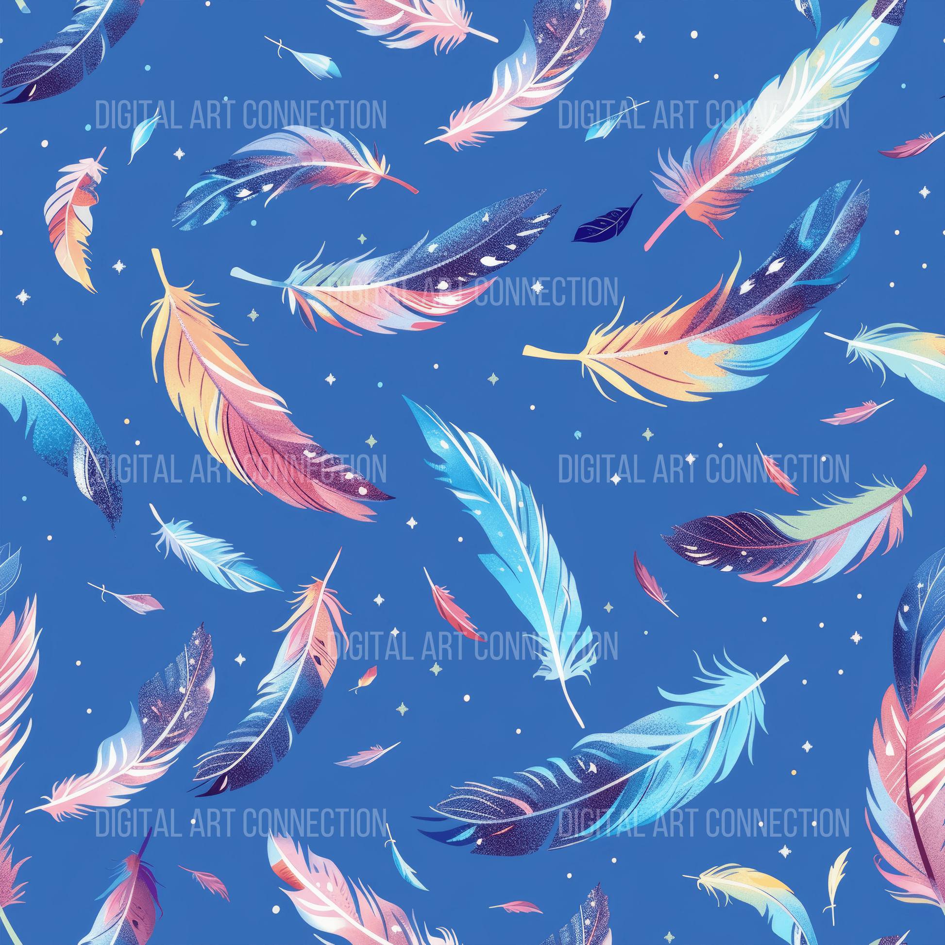 Colorful Feathers Design Seamless Digital Paper