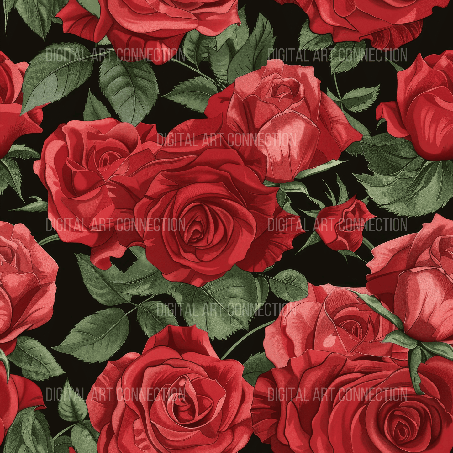 Red Roses Design Seamless Digital Paper