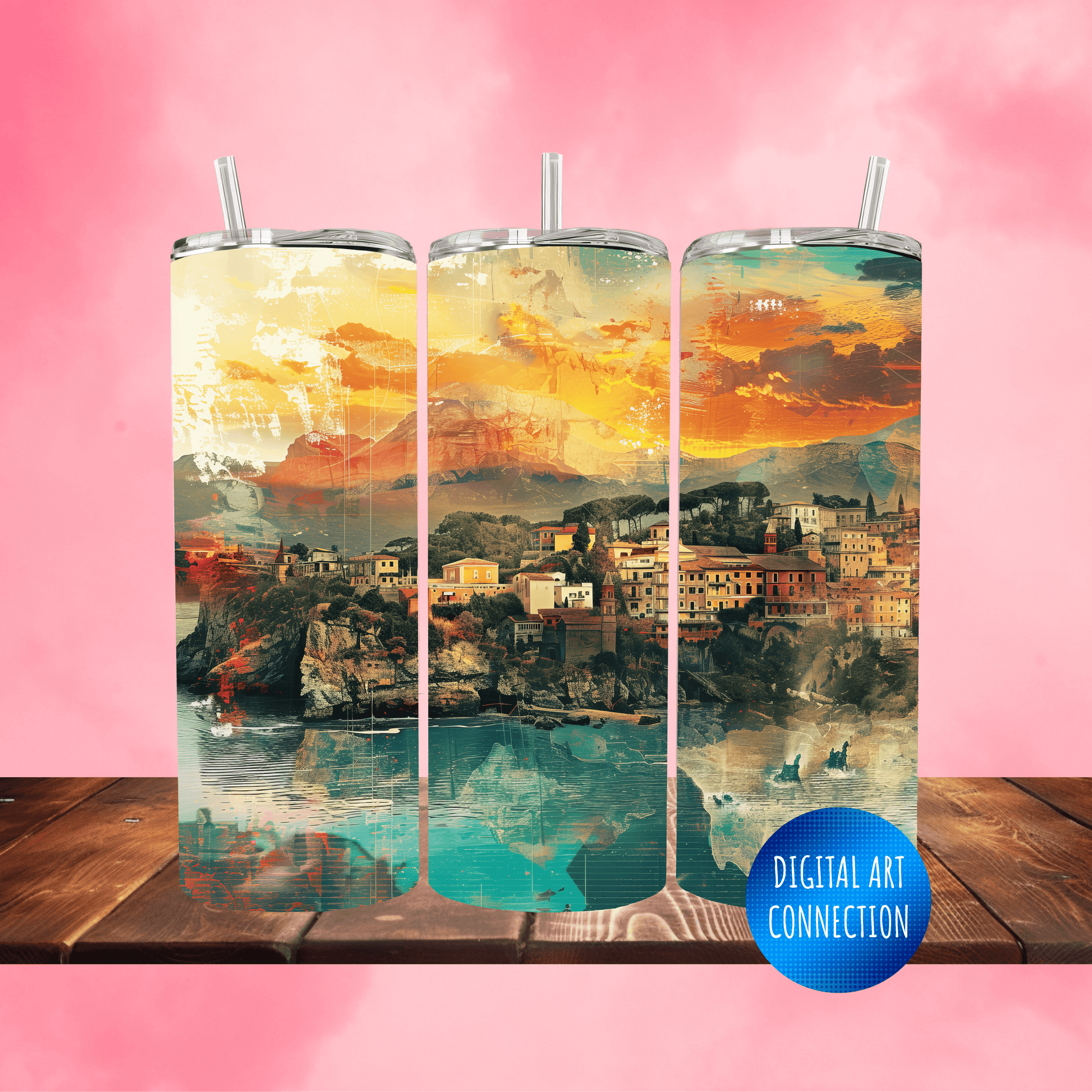 Antique City View Oz Skinny Tumbler Wrap