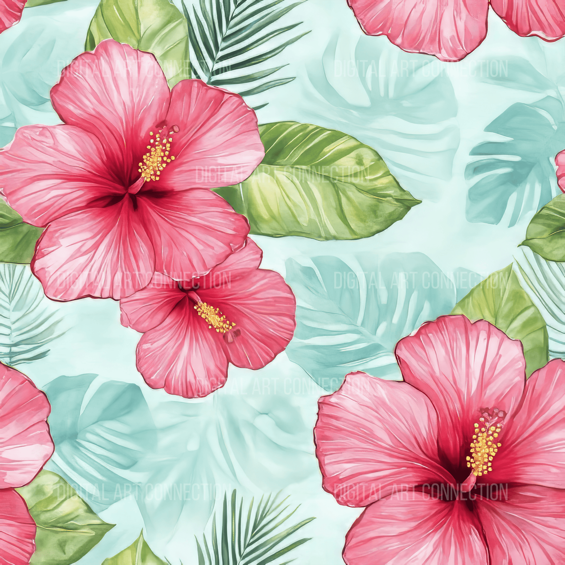 Hibiscus Flowers Design Seamless Digital Paper