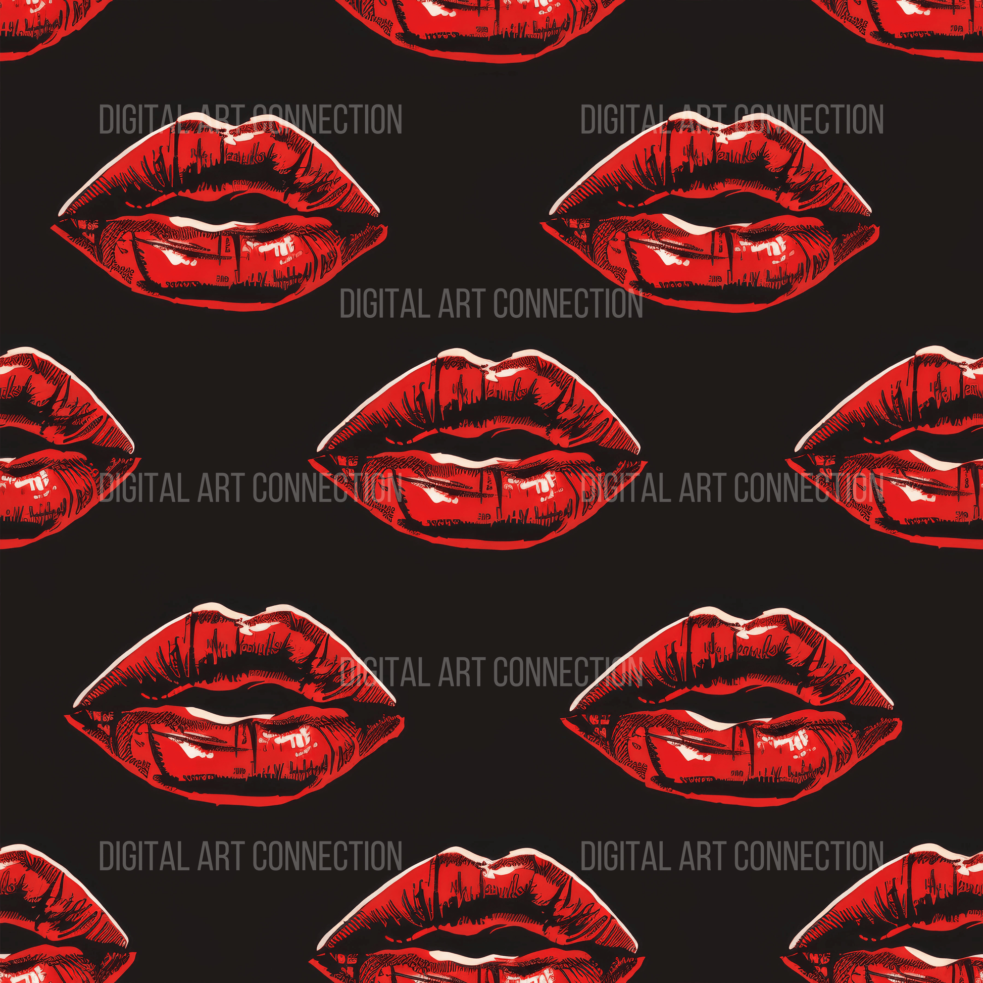 Red Lips Design Seamless Digital Paper