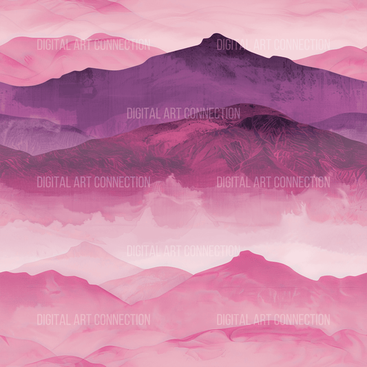 Pink Mountains Design Seamless Digital Paper