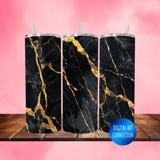 Black and Gold Marble 20 Oz Skinny Tumbler Wrap