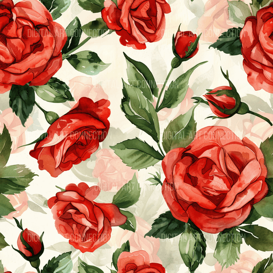 Red Roses V Design Seamless Digital Paper