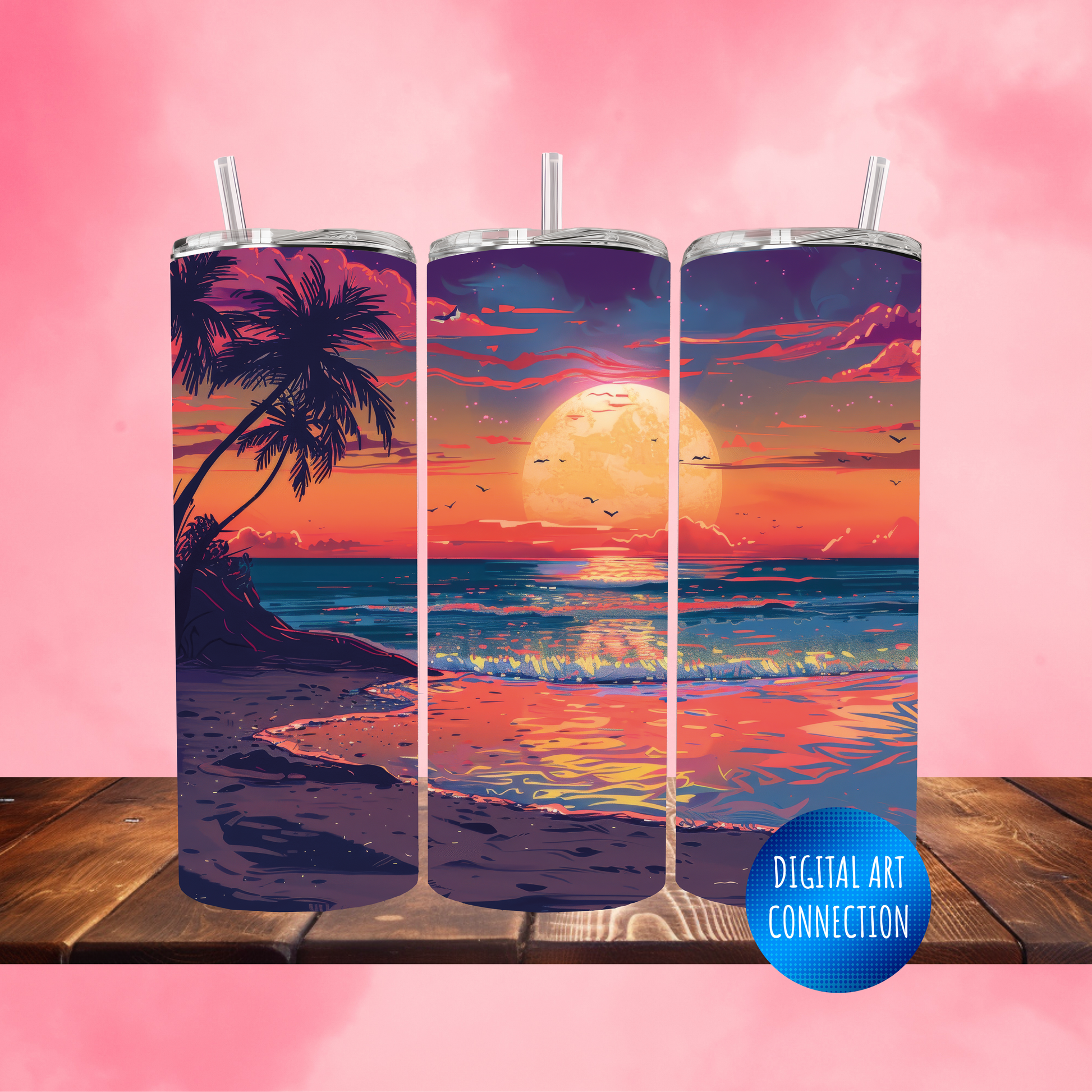 Beach Night 20 Oz Skinny Tumbler Wrap