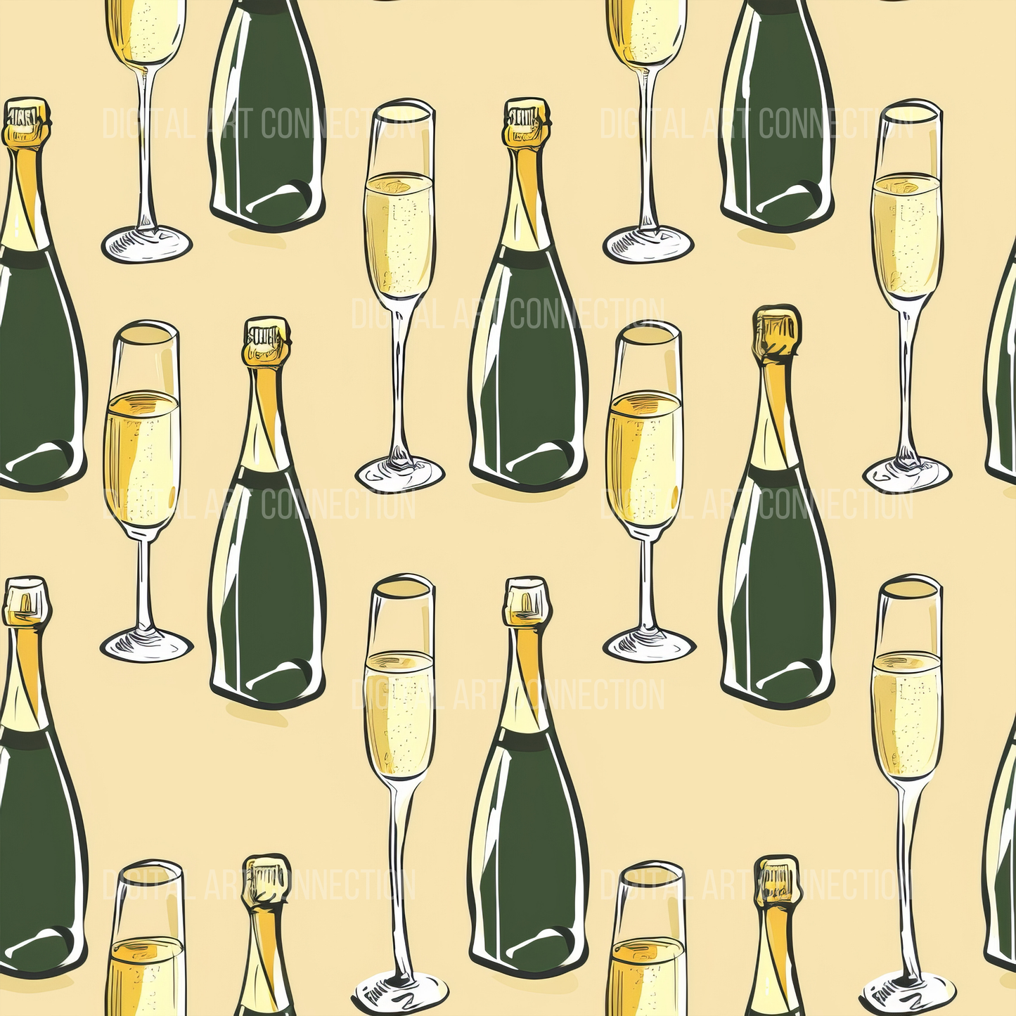 Champagne Celebration Design Seamless Digital Paper