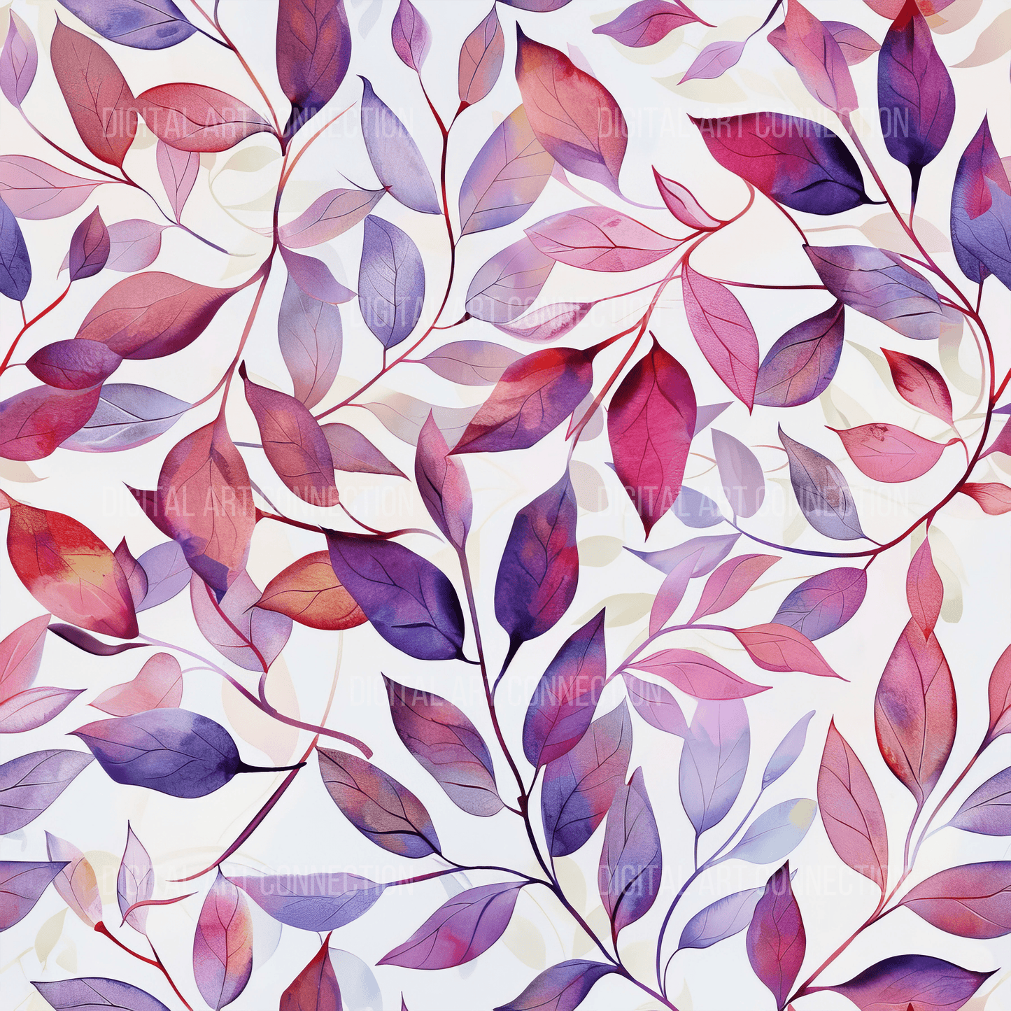 Red and Purple Leaves Design Seamless Digital Paper