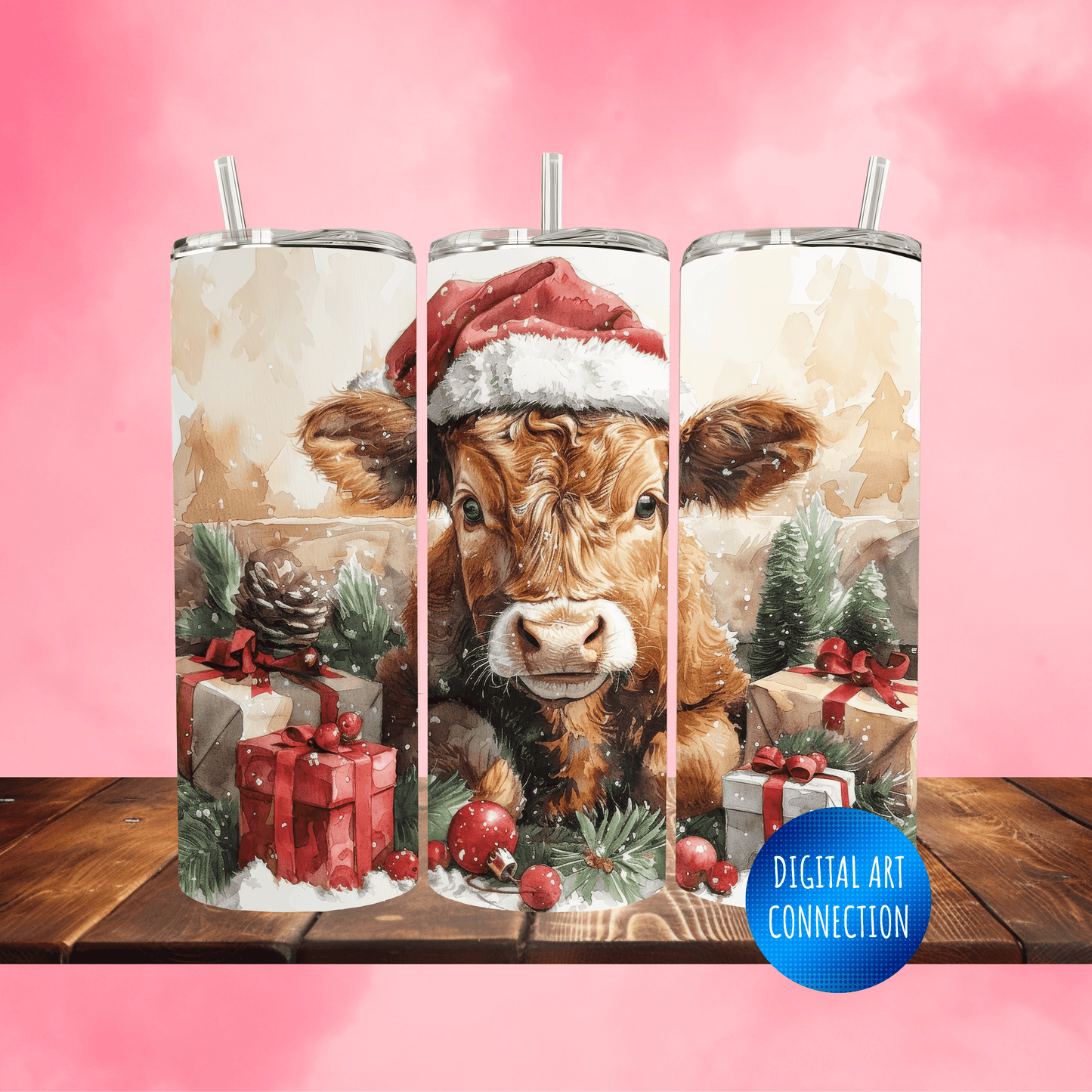 A Cow's Christmas 20 Oz Skinny Tumbler Wrap