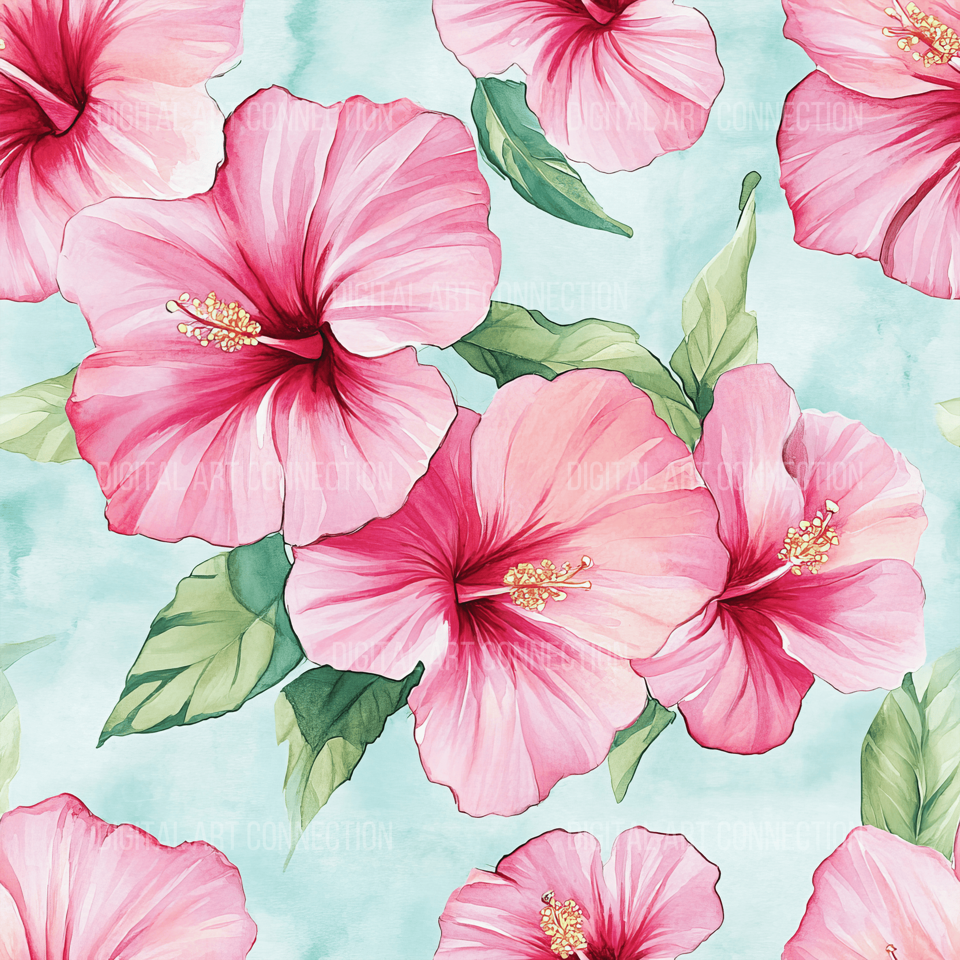 Hibiscus Flowers IV Design Seamless Digital Paper