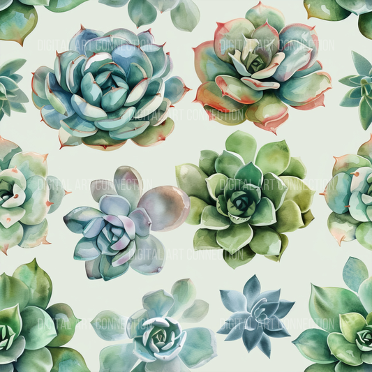 Succulents Design Seamless Digital Paper