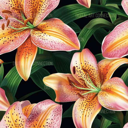 Tiger Lilies III Design Seamless Digital Paper