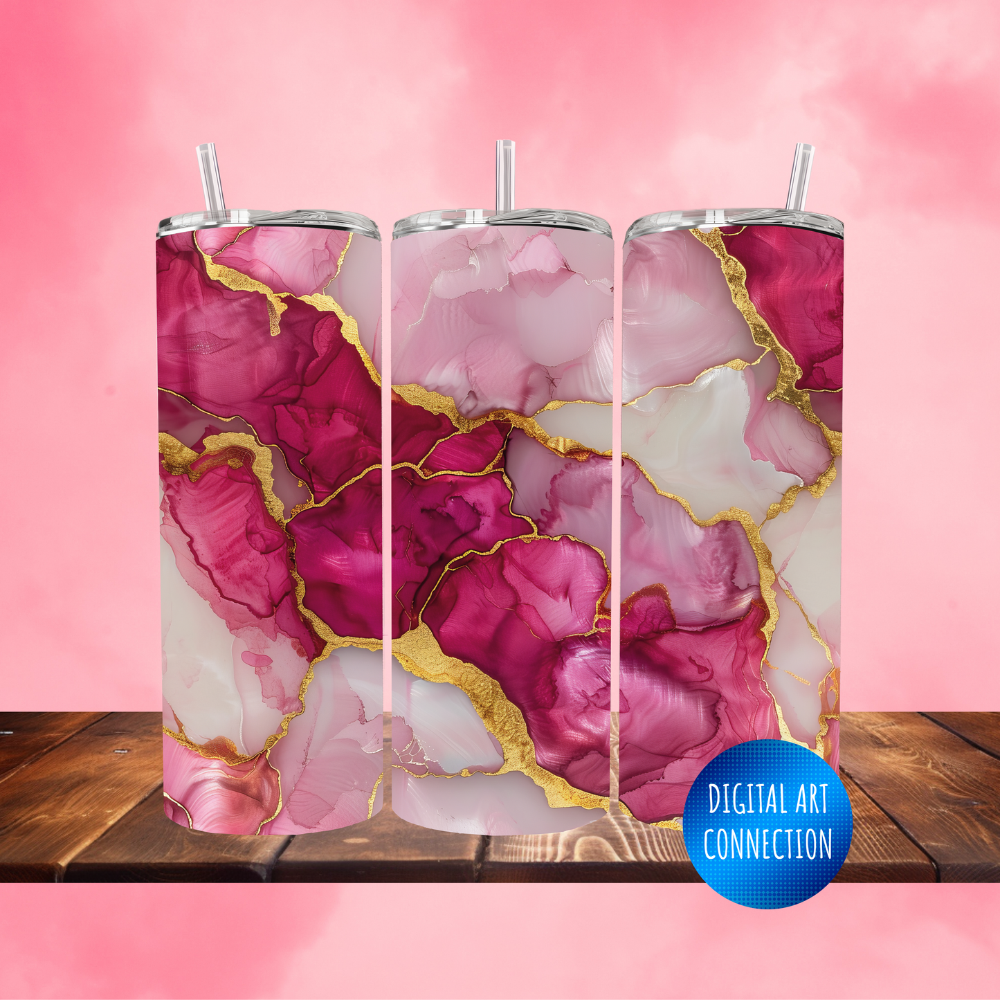 Pink and Gold Marble 20 Oz Skinny Tumbler Wrap