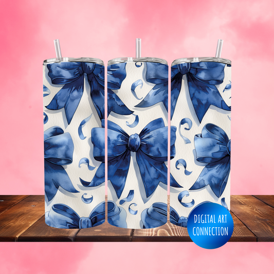 Blue Bows 20 Oz Skinny Tumbler Wrap