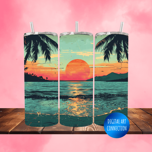 Beach Day 20 Oz Skinny Tumbler Wrap