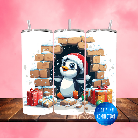 Christmas Penguin 20 Oz Skinny Tumbler Wrap