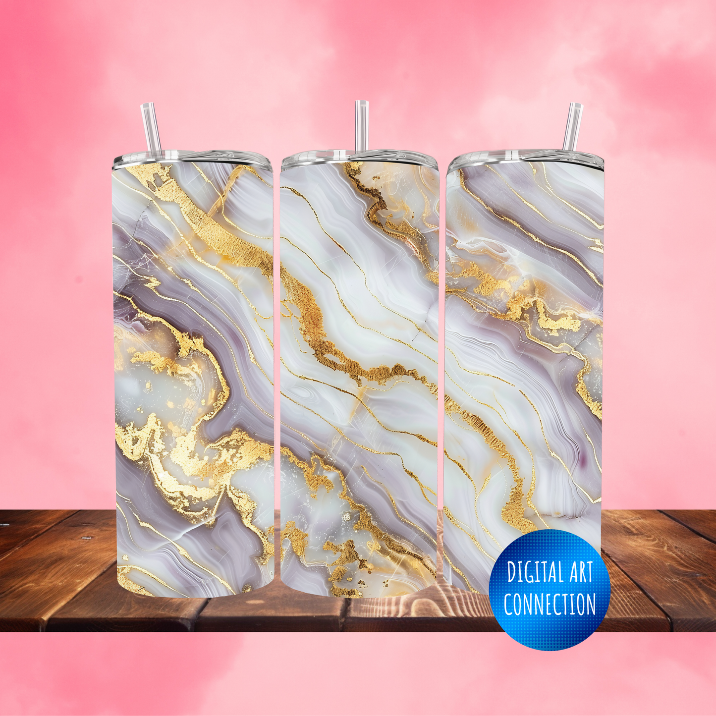 White and Gold Marble 20 Oz Skinny Tumbler Wrap