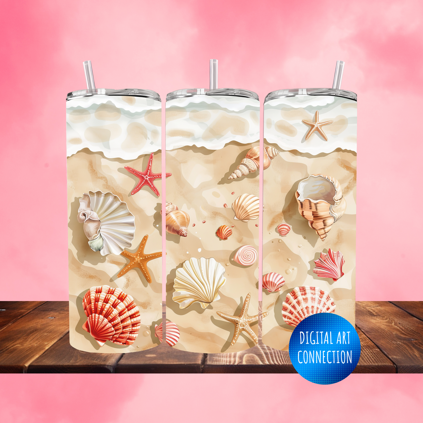 Beach Sand Shells 20 Oz Skinny Tumbler Wrap