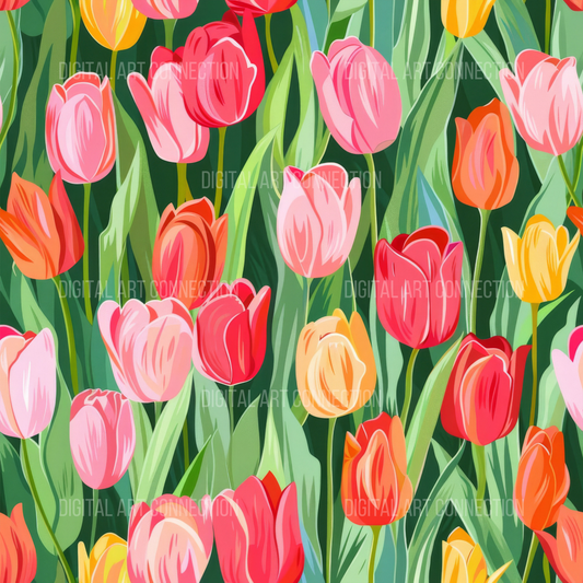 Tulips Design Seamless Digital Paper