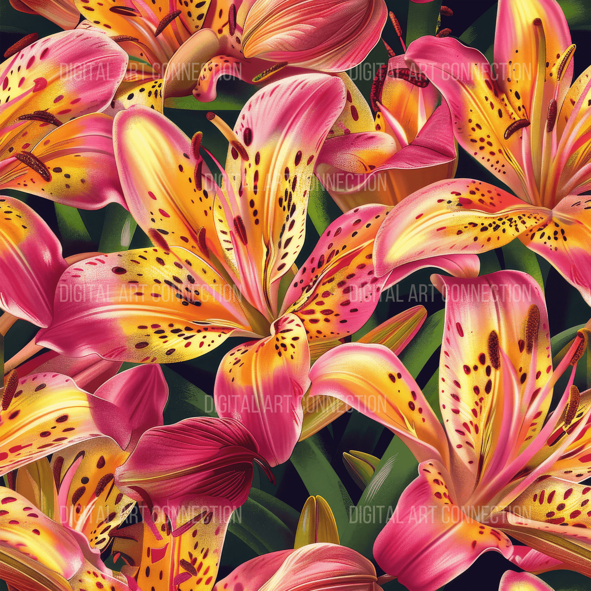 Tiger Lilies Design Seamless Digital Paper