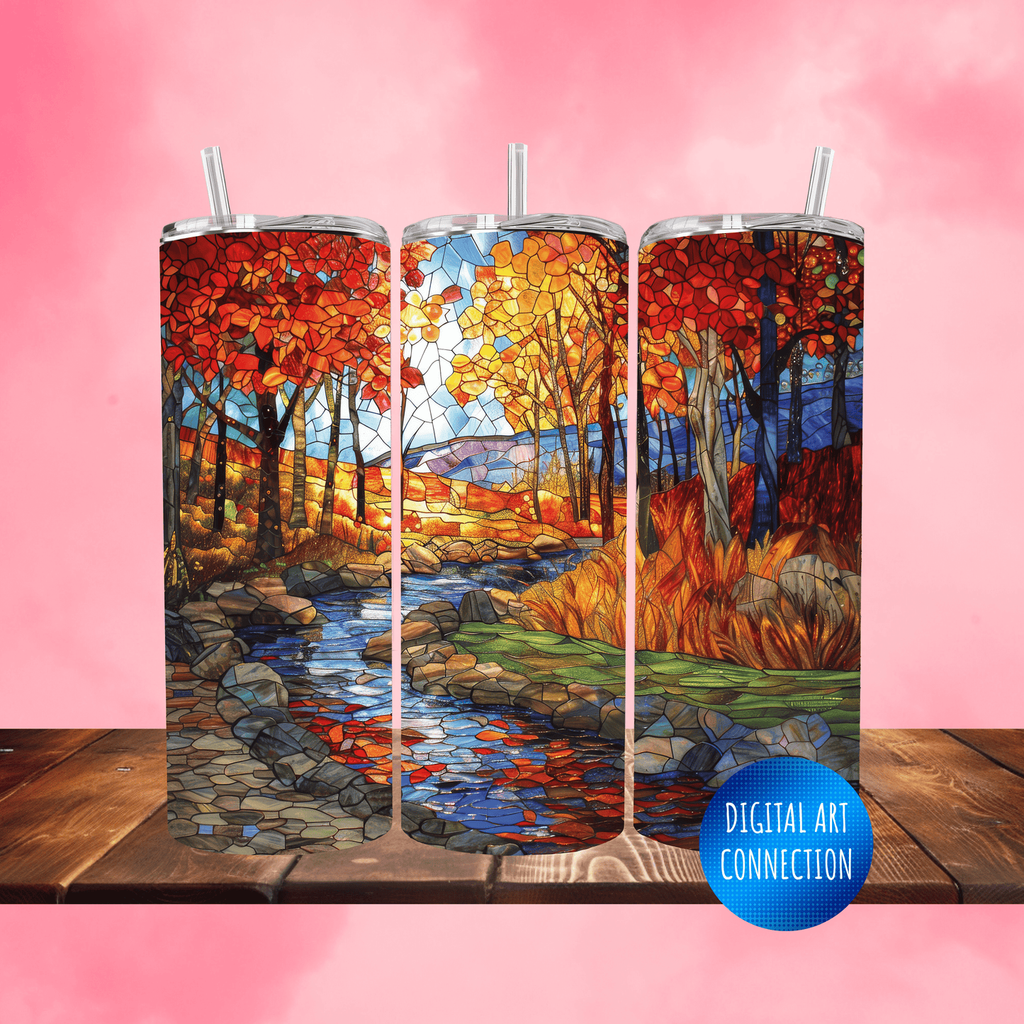 Stained Glass Woods II 20 Oz Skinny Tumbler Wrap