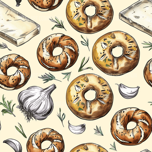 Bagels and Garlic Design Seamless Digital Paper