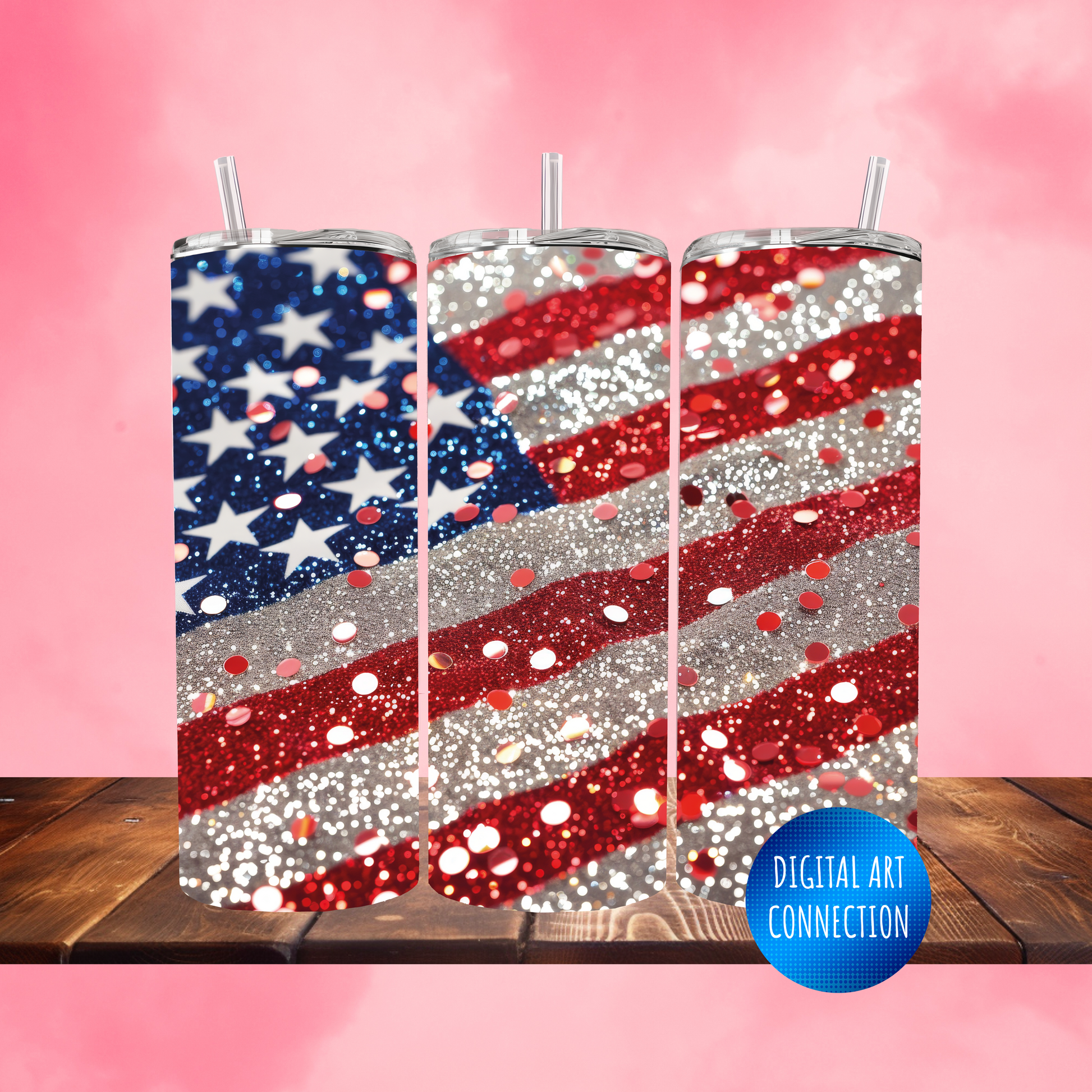 American Sparkle 20 Oz Skinny Tumbler Wrap