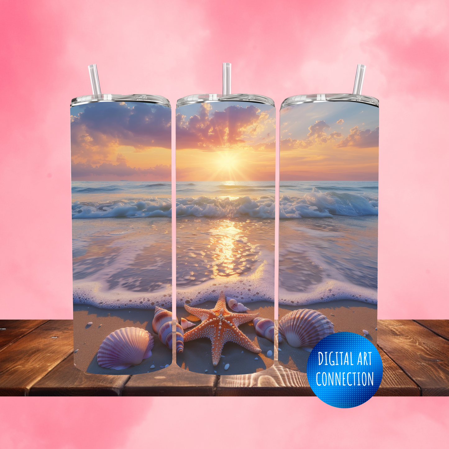 Beach Sunrise 20 Oz Skinny Tumbler Wrap