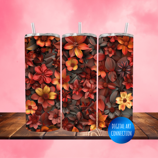 Bronze Flowers 20 Oz Skinny Tumbler Wrap