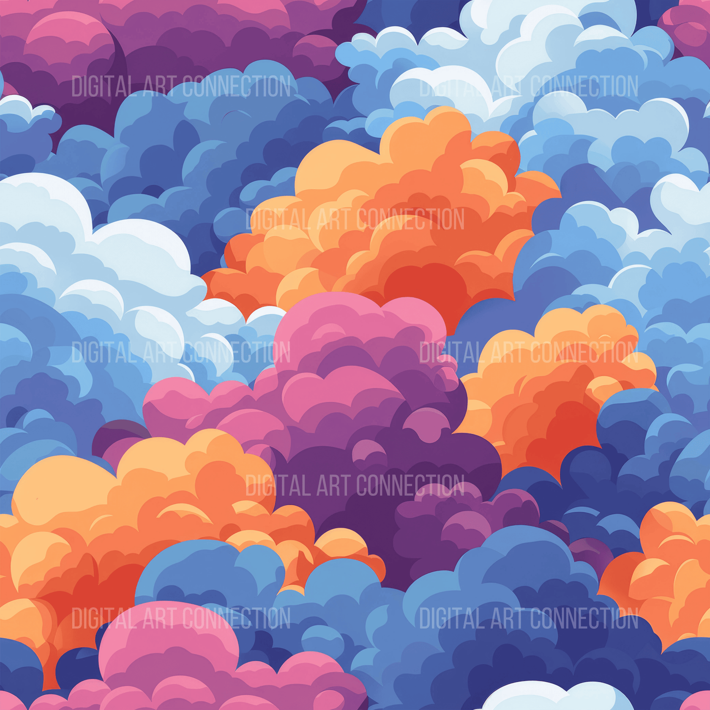 Colorful Clouds Design Seamless Digital Paper