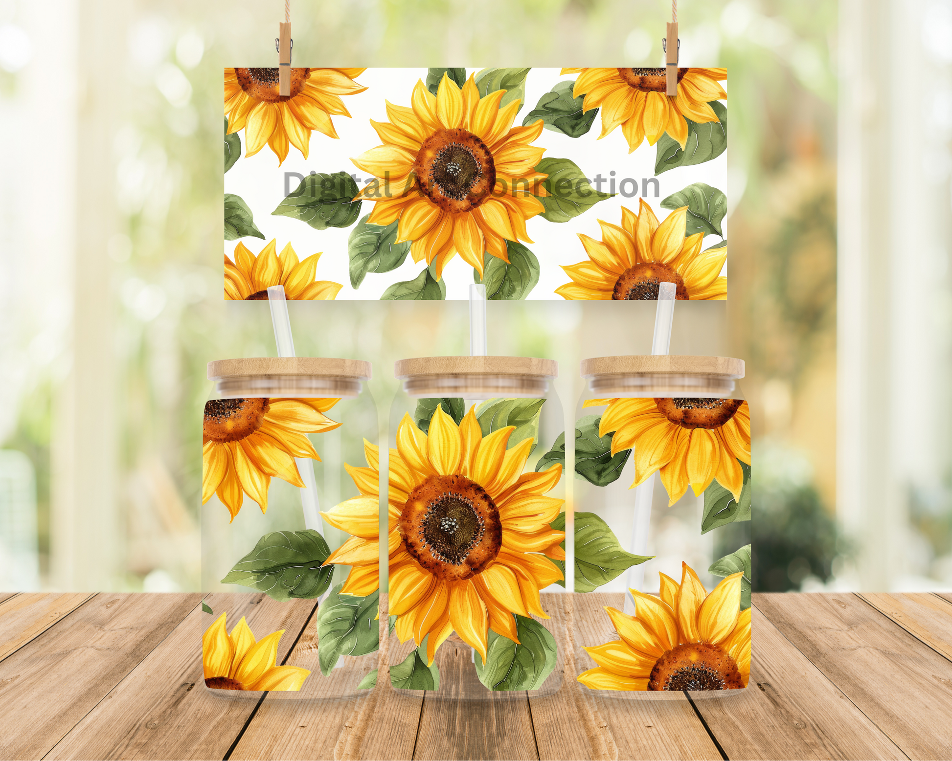 Sunflowers 16 Oz Glass Can Wrap