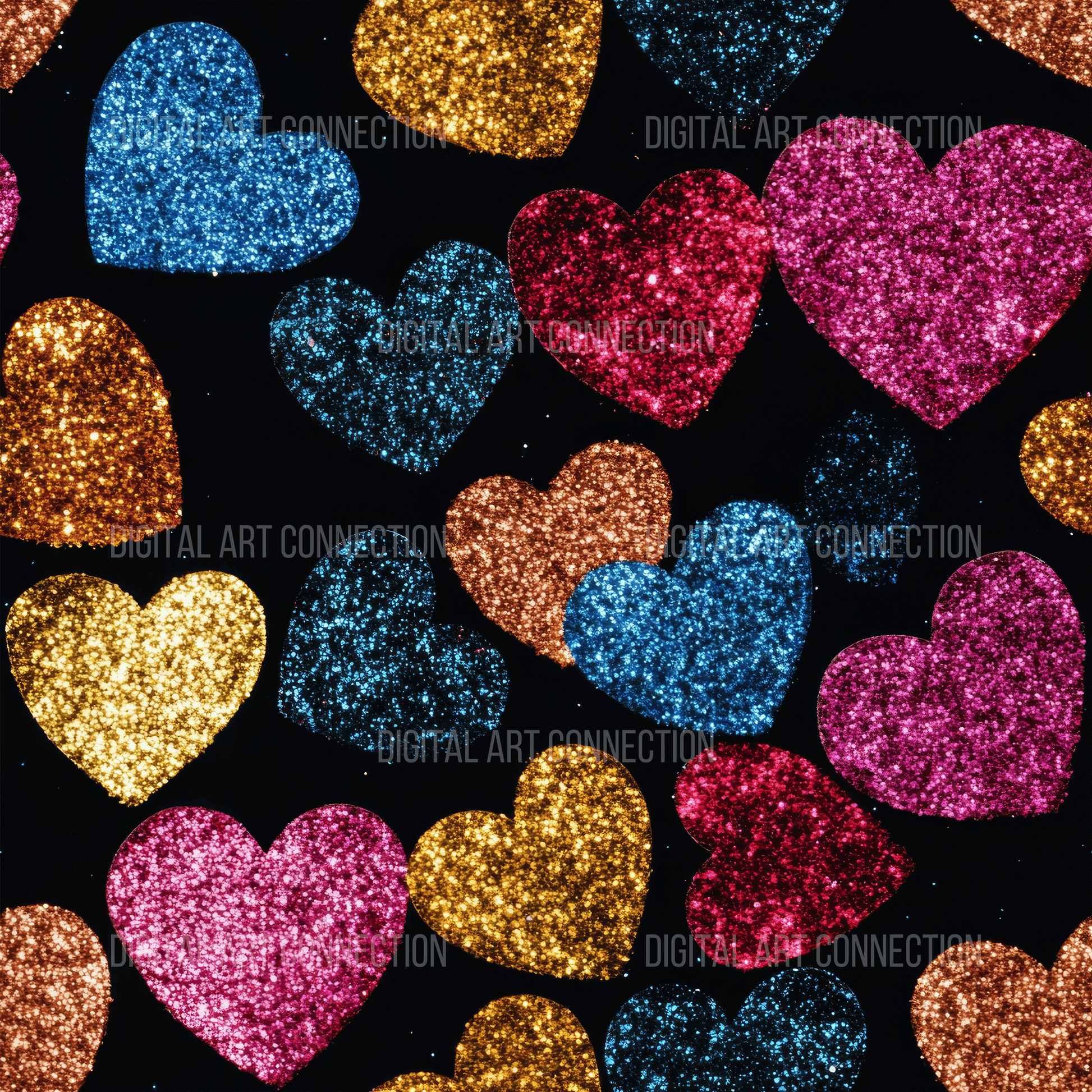 Glitter Hearts III Design Seamless Digital Paper