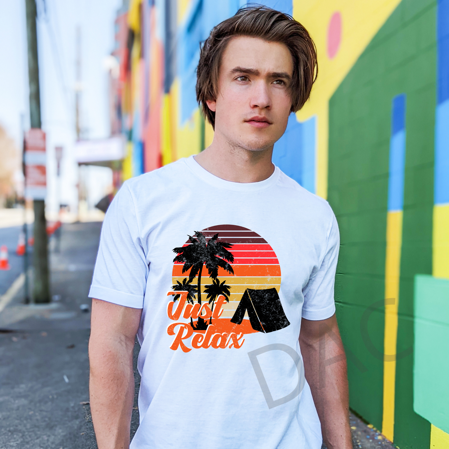 Bella Canvas 3001 White Unisex T-Shirt Male Model Mockup