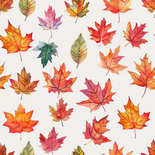 Fall Leaves Design Seamless Digital Paper