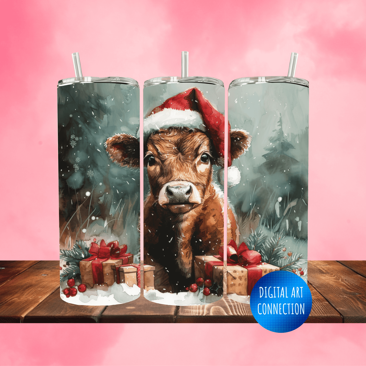 A Cow's Christmas II 20 Oz Skinny Tumbler Wrap