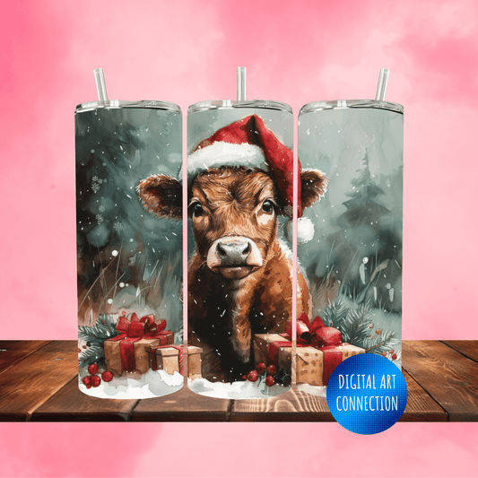 A Cow's Christmas II 20 Oz Skinny Tumbler Wrap