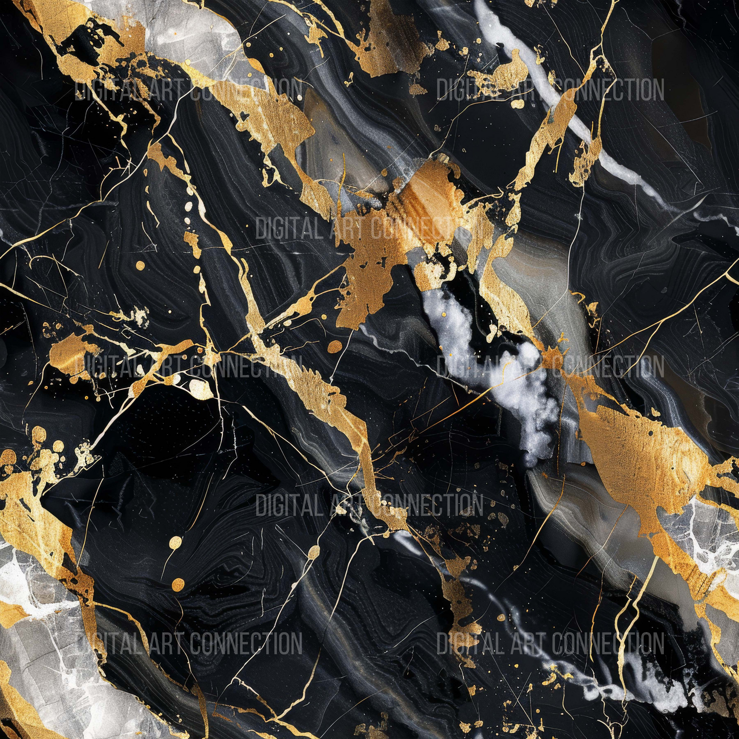 Black and Gold Marble Design Seamless Digital Paper